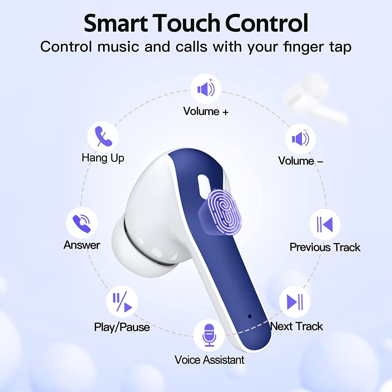 TAGRY Bluetooth Headphones True Wireless Earbuds 60H Playback M, Ocean Blue