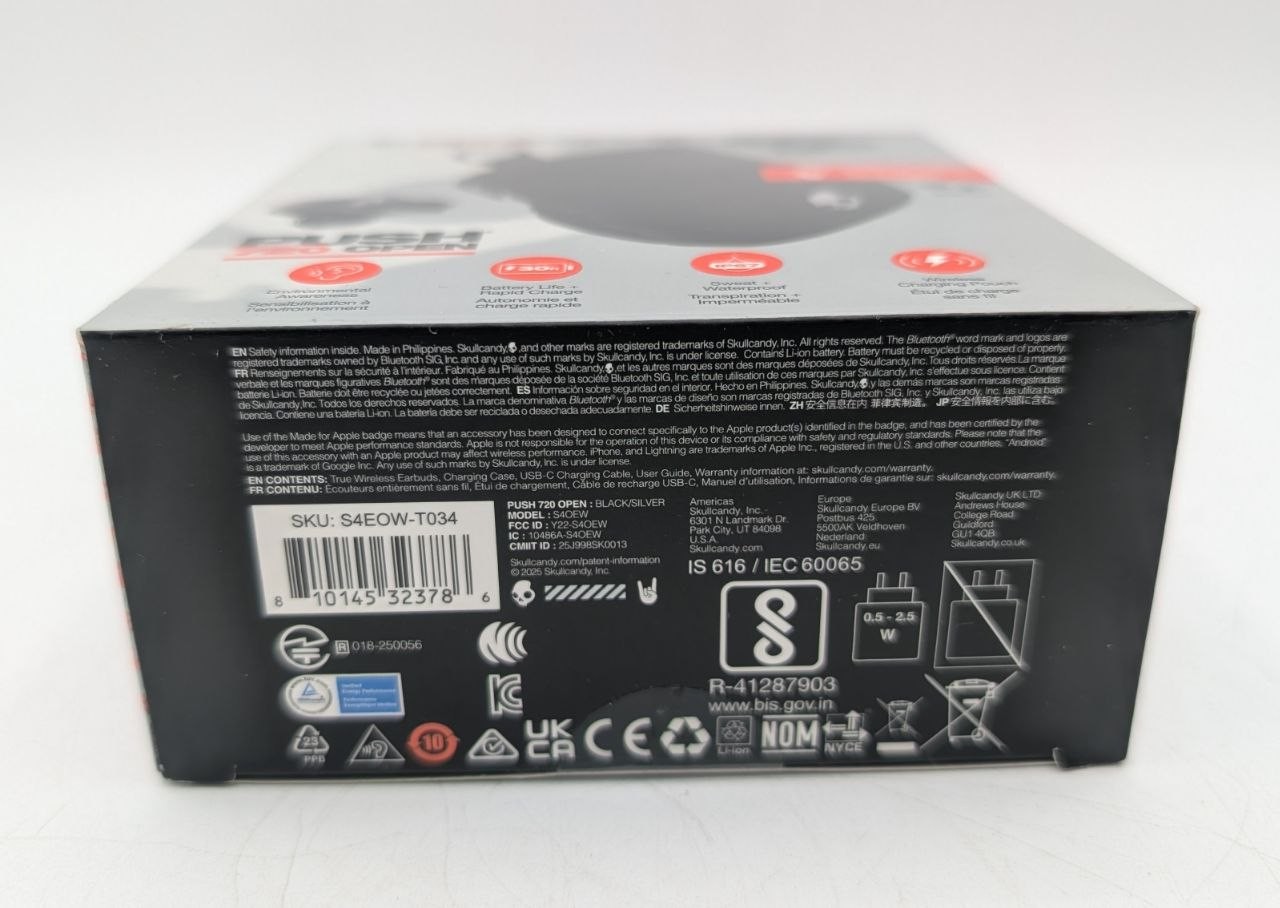Skullcandy Push 720 Open Wireless Earbuds – Black/Silver
