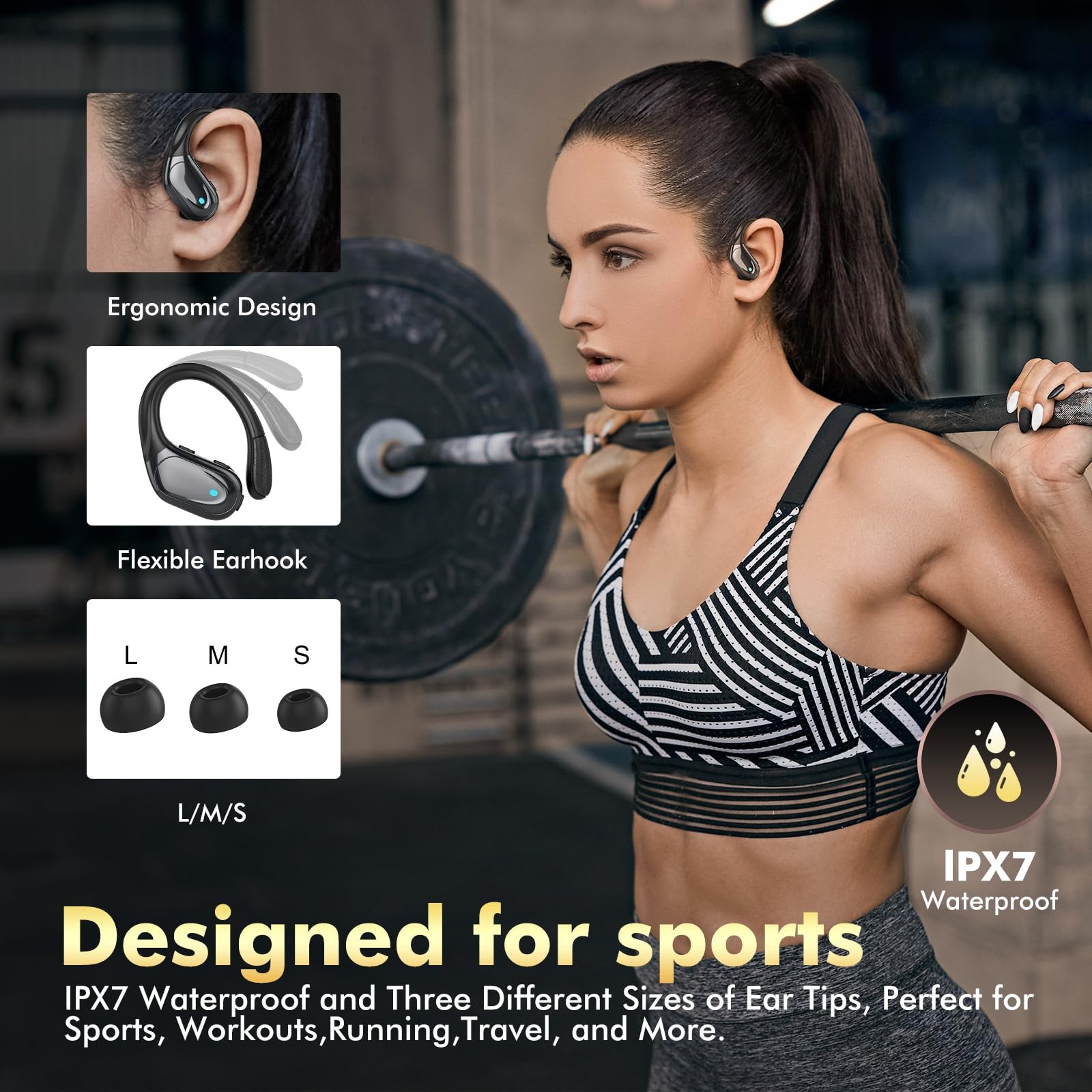 Wireless Earbuds Bluetooth Headphones 80hrs Playback Ear Buds Power Display w…