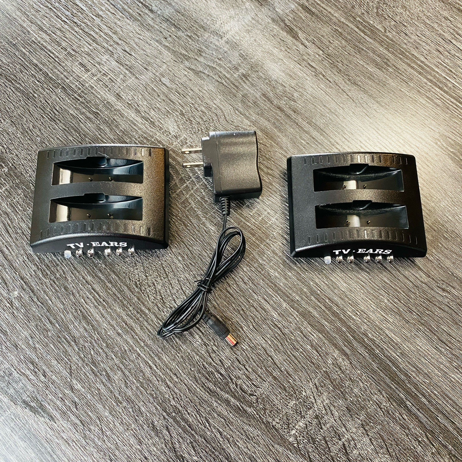 Lot Of 2 TV Ears Charger Base Power Supply & Audio Cable Model 20301 Works
