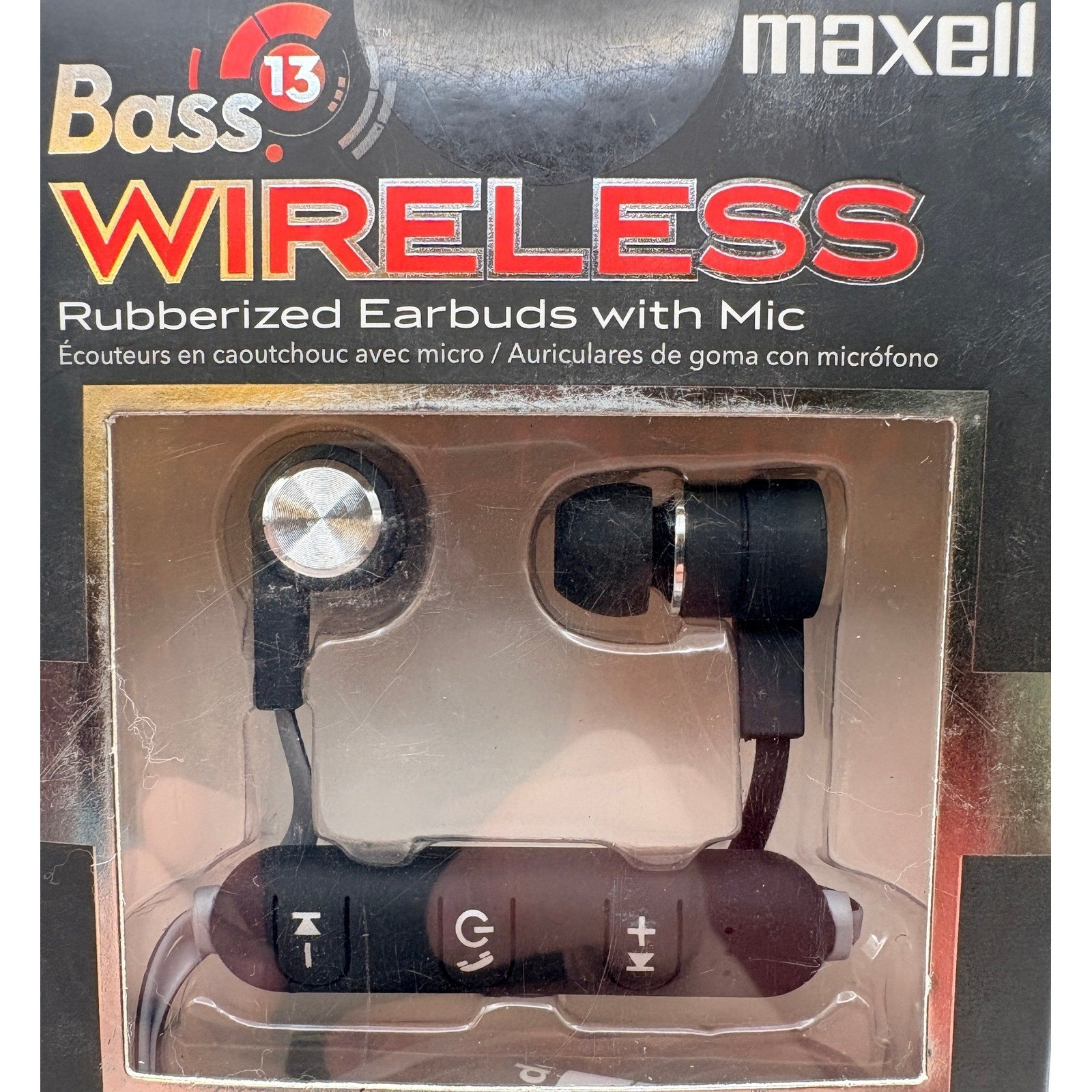 Maxell Bass 13 Wireless Rubberized Earbuds with Mic Bluetooth Black B13-EB2