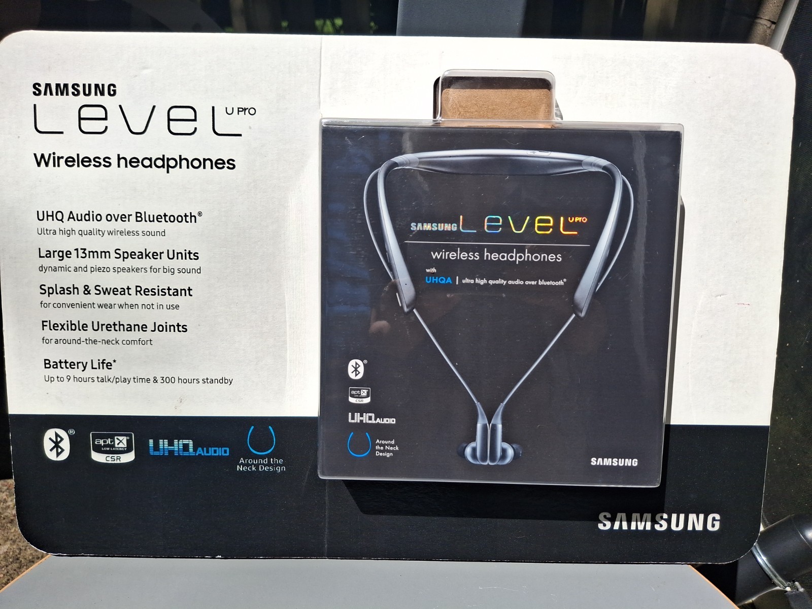 Samsung Level U Pro Wireless Headphones Black UHQ Audio New In Box Around Neck