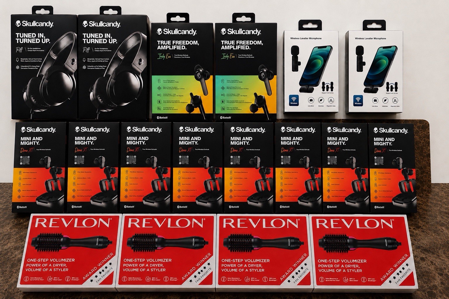 Brand New Electronics & Beauty Wholesale Lot ( Skullcandy Riff ,XT True ,revlon)