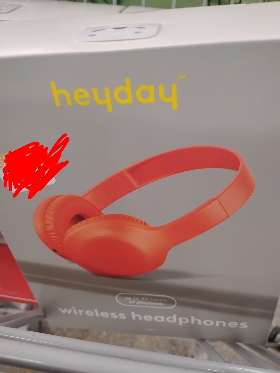 Heyday Wireless Headphones Bluetooth 33 ft Range Orange Audio Cable Included