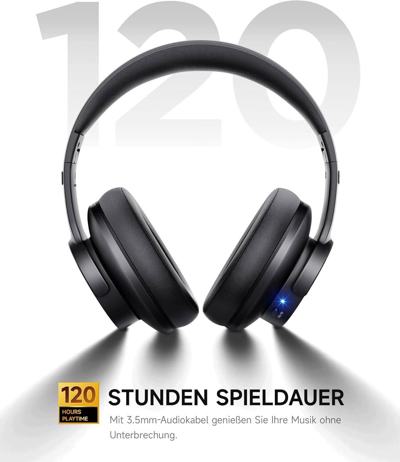 Picun B8 Bluetooth Headphones, 120H Playtime Headphone Wireless Bluetooth with 3