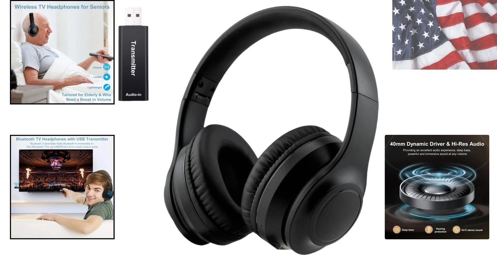 Wireless Over-Ear TV Headphones for Seniors with ANC, Bluetooth 5.3 & 3-in-1 …