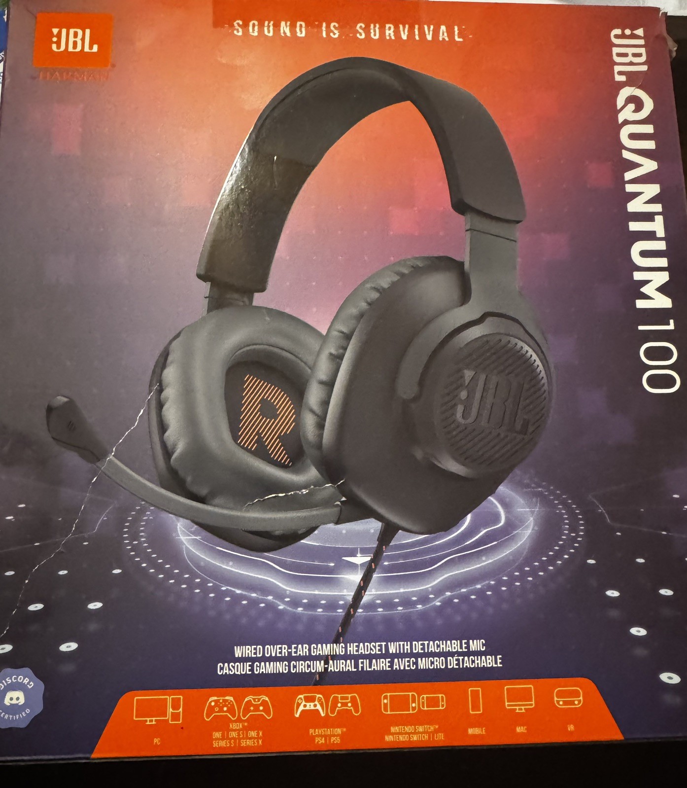 JBL Quantum 100 Wired Over-Ear Gaming Headphones – Black