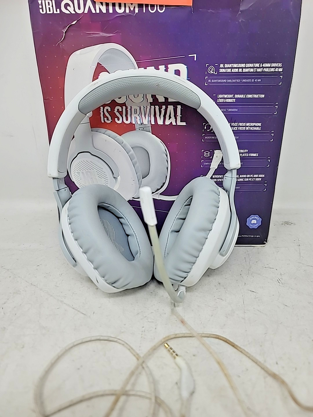 JBL Quantum 100 Over-ear Headphones – White