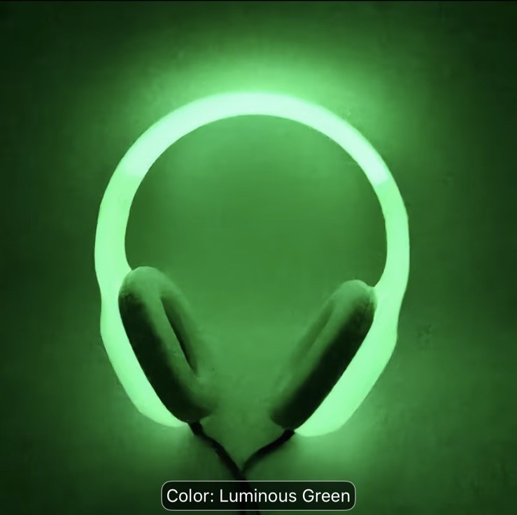 Getgold Glow At Night & Luminous Green Classroom,Airplane, & Office Headphones