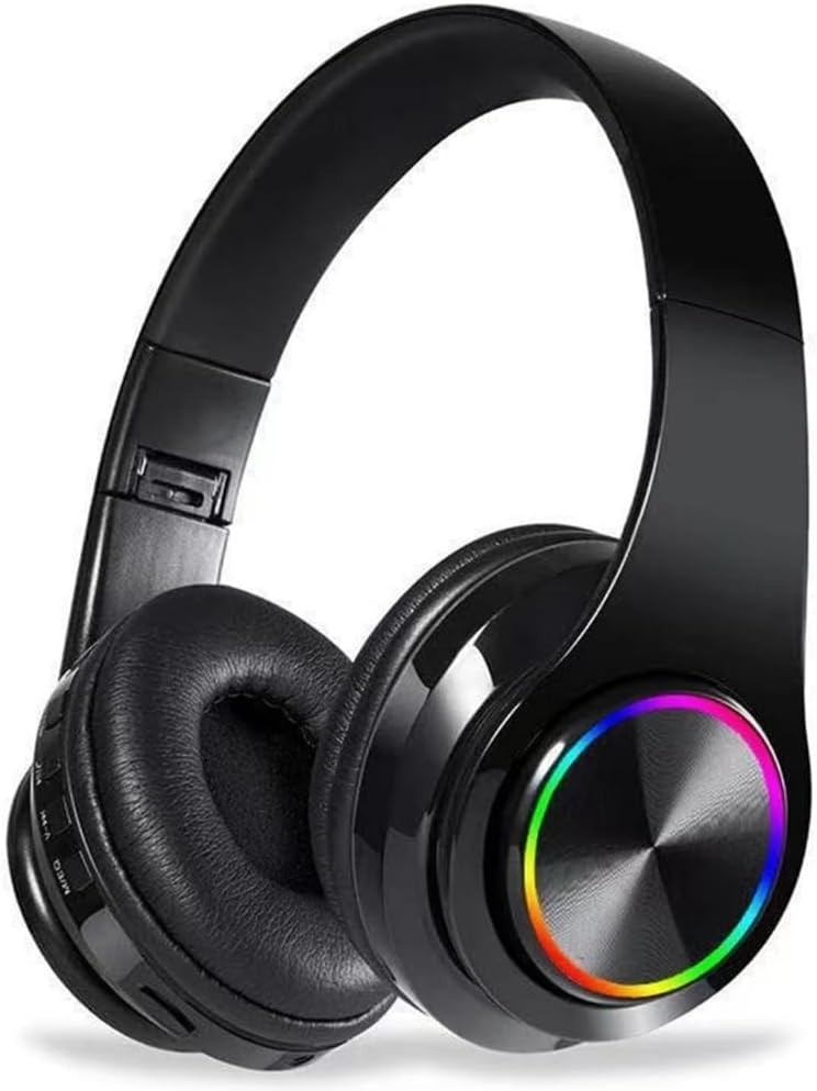 Foldable HiFi Stereo Wireless Headphones with Deep Bass & Microphone – Black