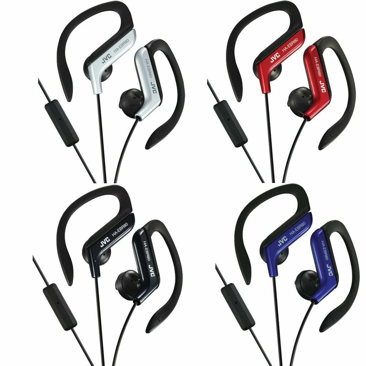 JVC Sport Clip Earphones with Microphone (HA-EBR80), assorted colors, *NEW*