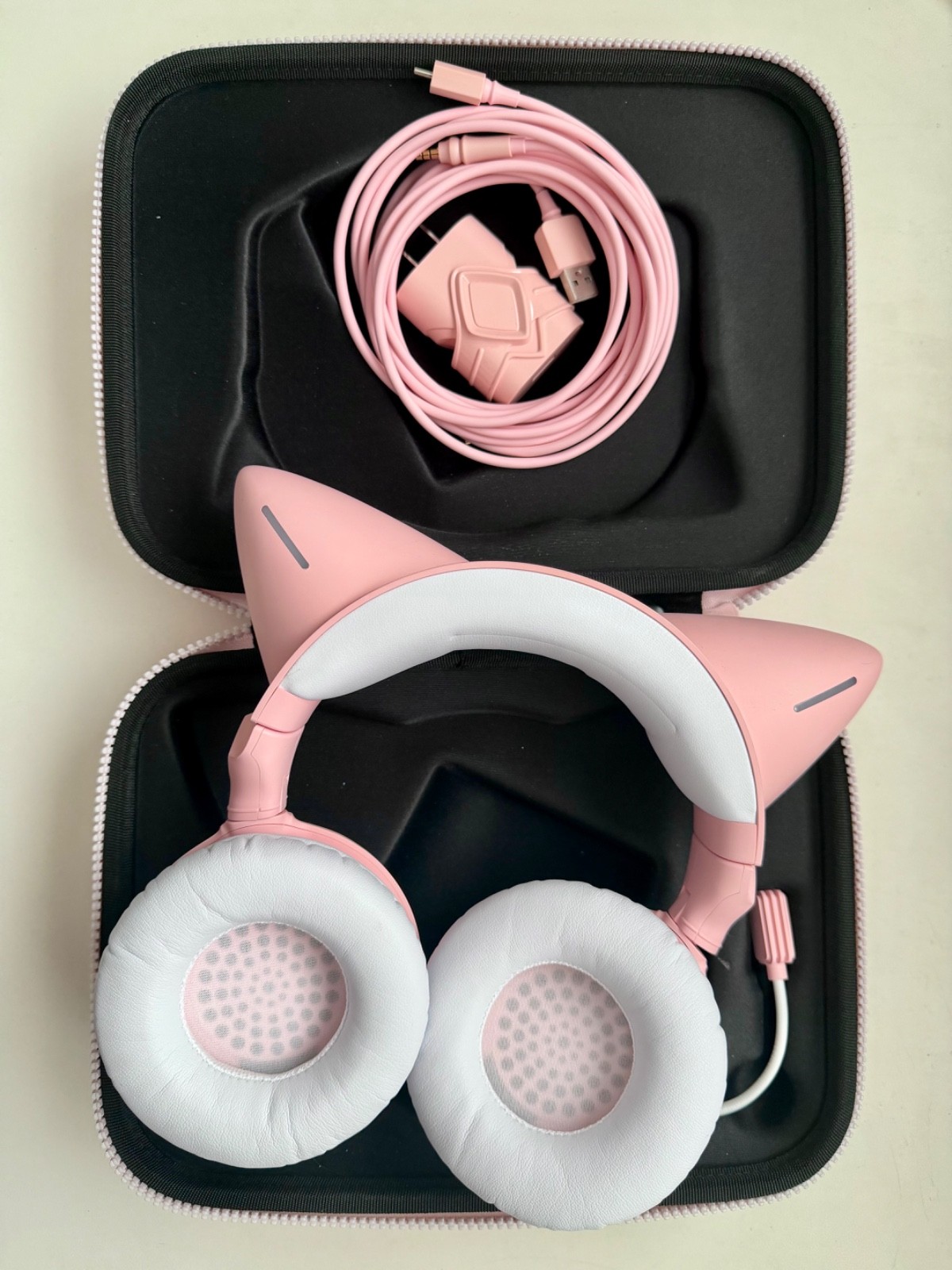 YOWU RGB 10 Color 2.4G Cat Ear Wireless Noise Canceling Headphones w/ Charger