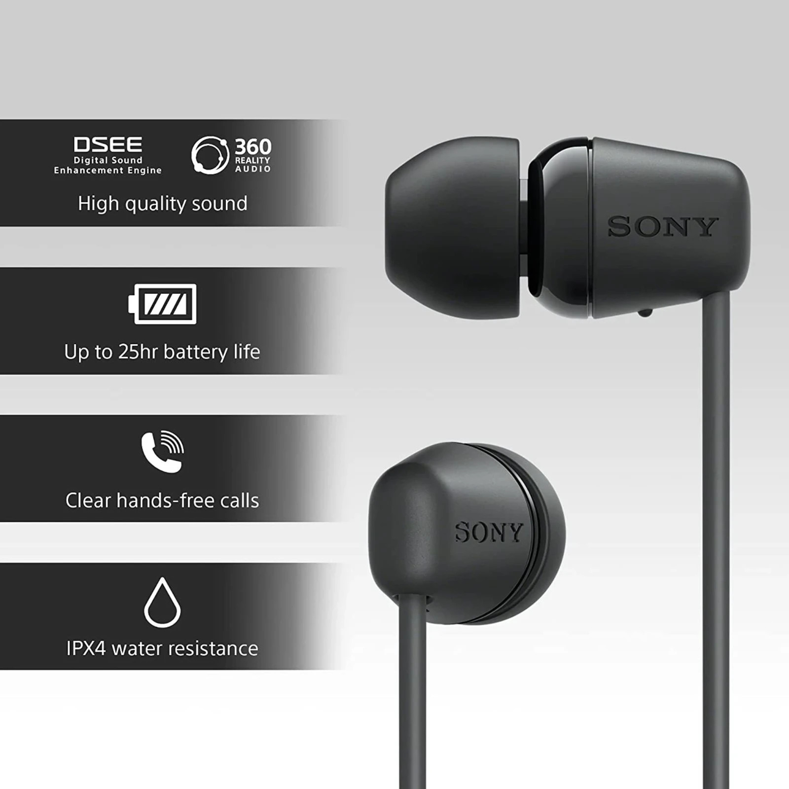 Sony WI-C100 Wireless Earphones Blue 25 Hours Playback Bluetooth