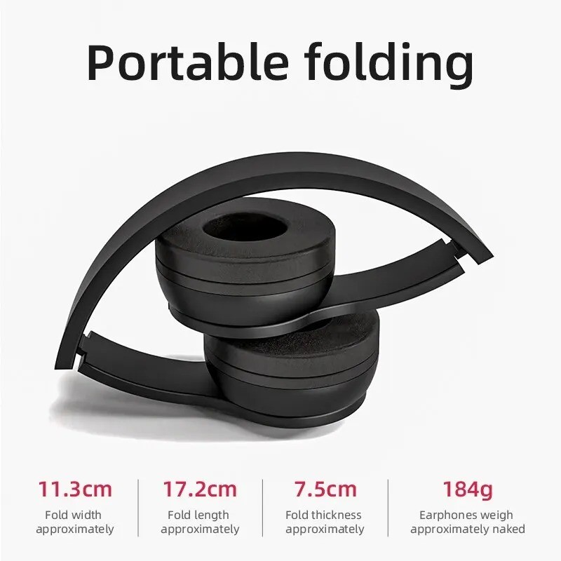 P47 Wireless Headphones Bluetooth 5.0 Earphones Foldable HIFI Stereo Bass for Mu