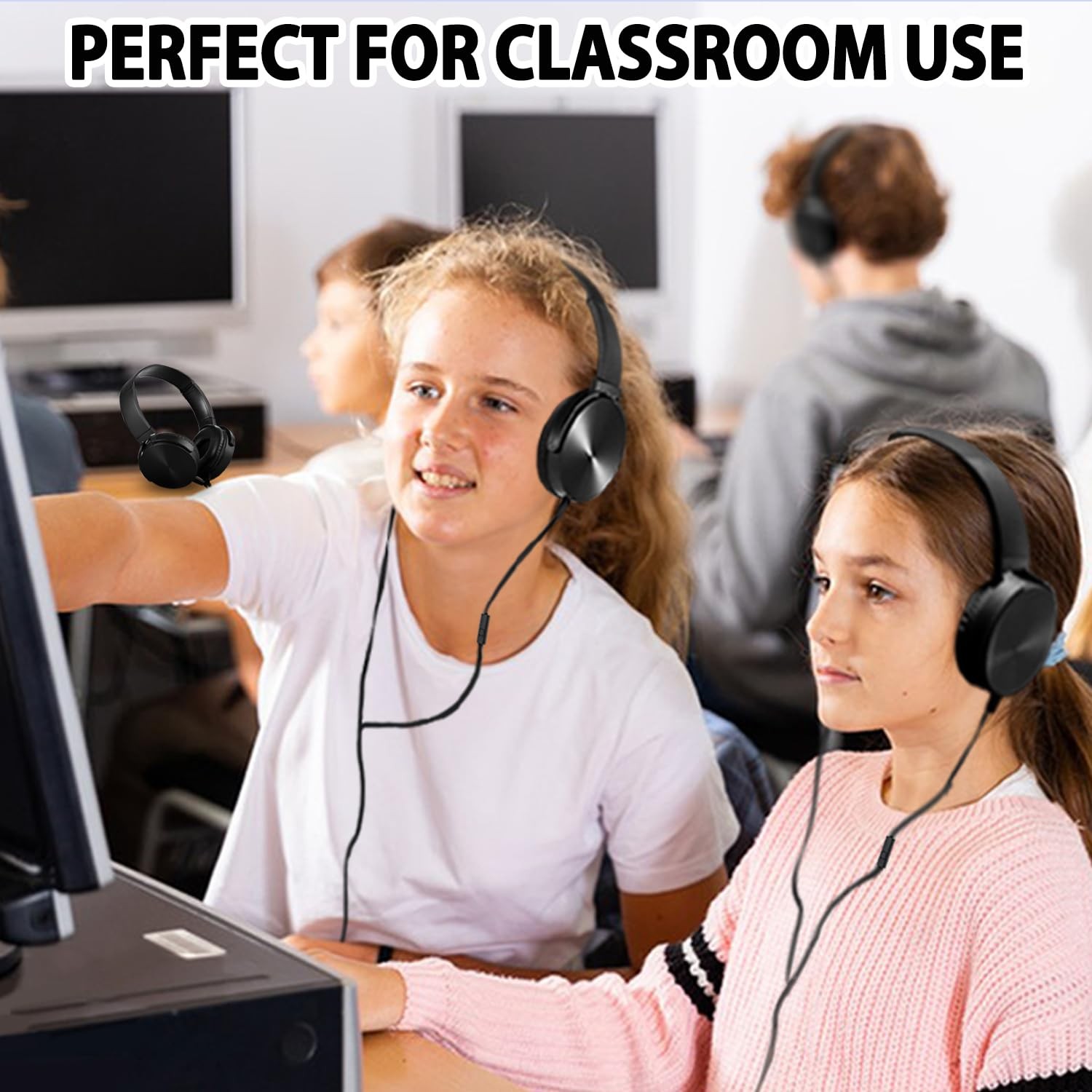 Wensdo Headphones Bulk 5 Pack Black MIC