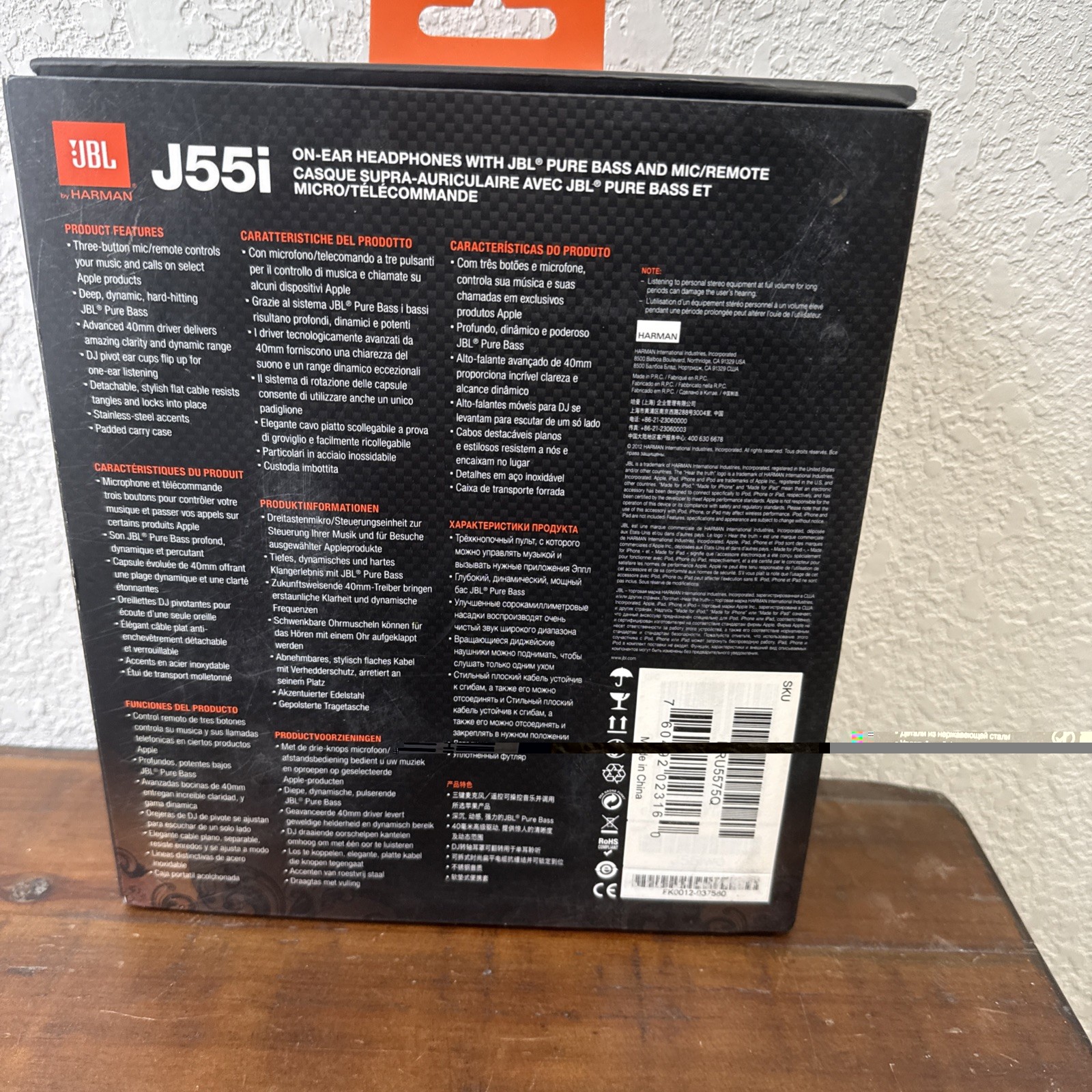 NEW JBL J55i On-Ear Headphones White/Orange Mic Remote iPhone iPad 40 mm Drivers