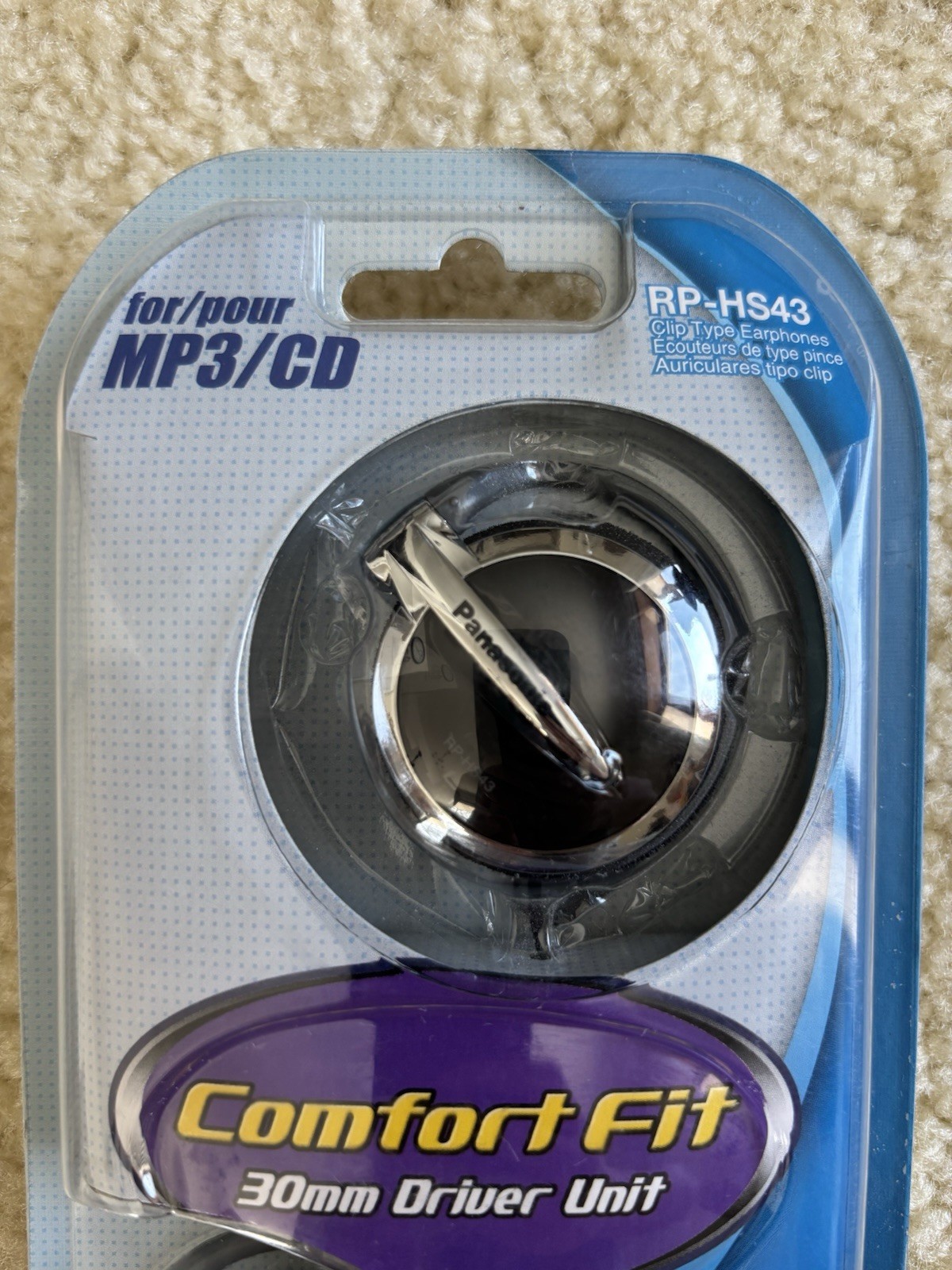 Panasonic RP-HS43 Ear Hook Headphones Clip Type Earphones Confort Fit New Sealed
