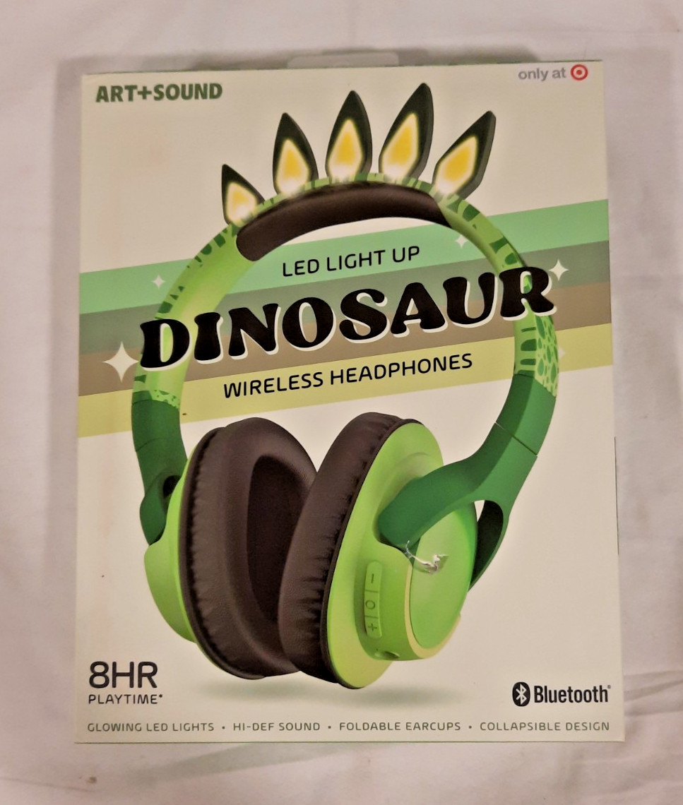 ART AND SOUND LED LIGHT UP DINOSAUR WIRELESS HEADHONES