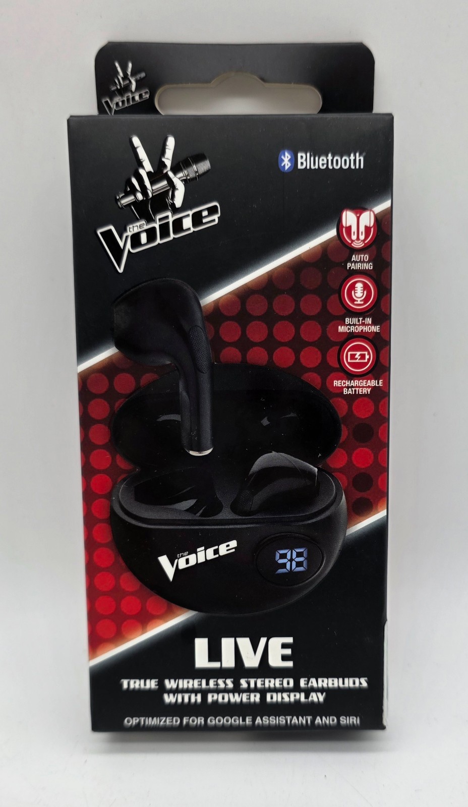 The Voice True Wireless Stereo Earbuds With Power Display – Black – Bluetooth