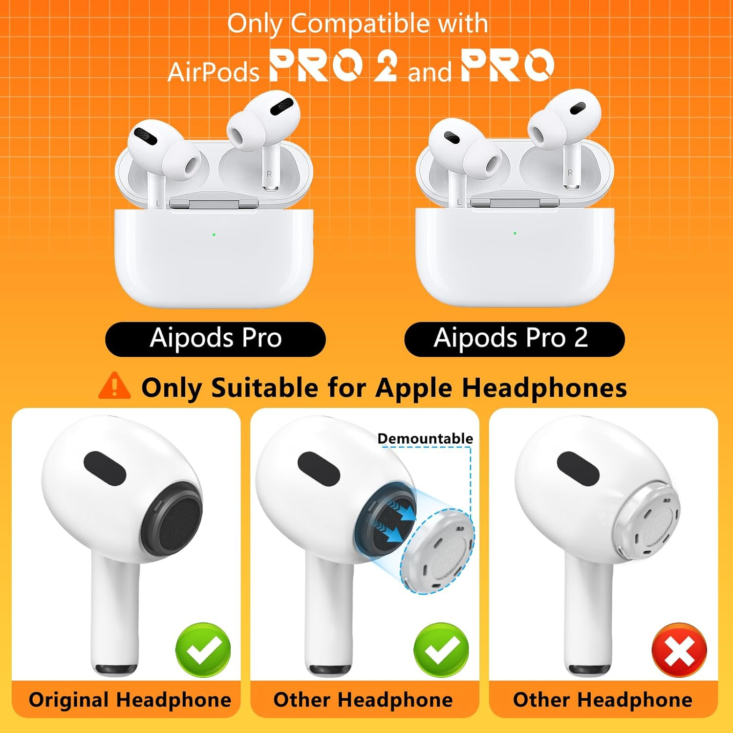 Almohadillas de repuesto para Air Pods Pro de 2.ª y 1.ª generación con caja