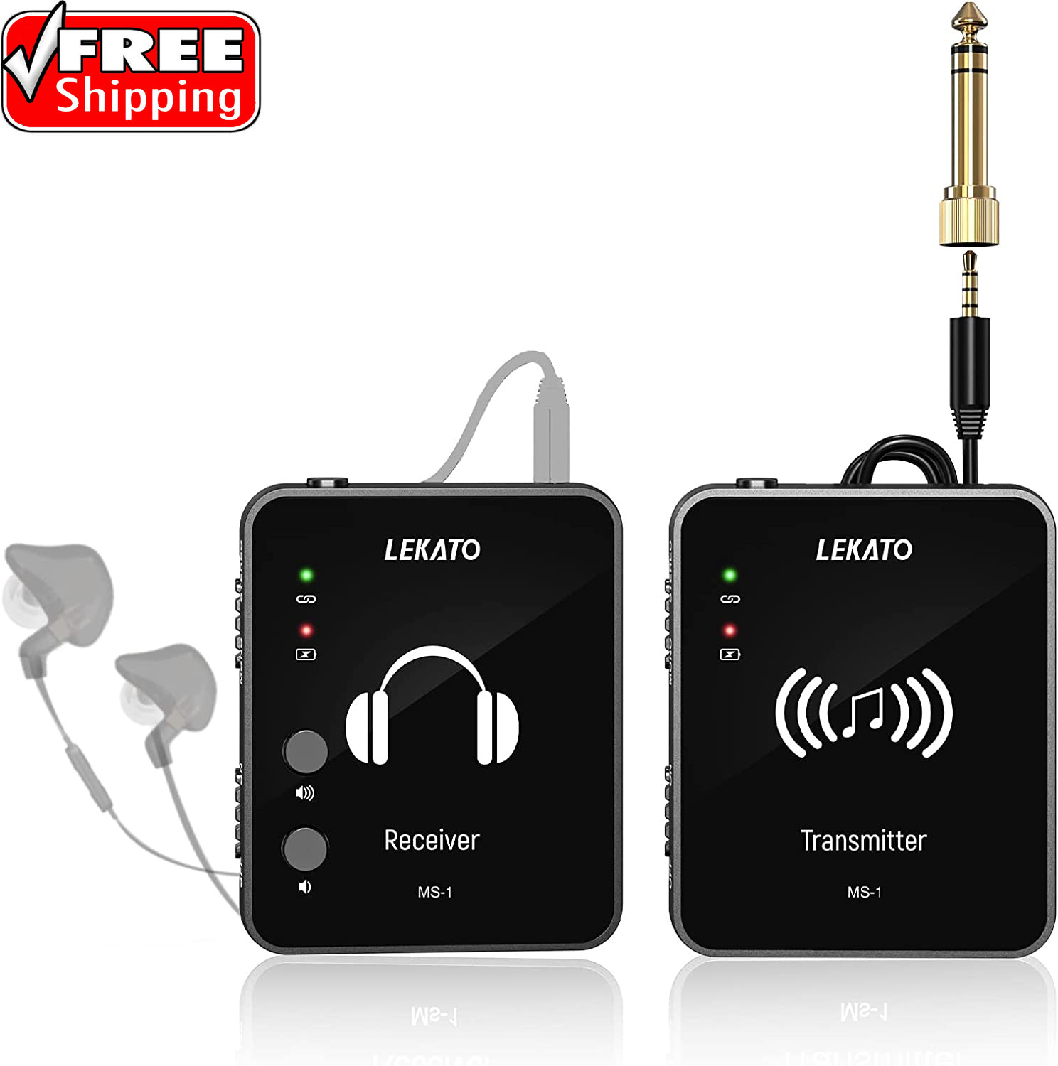 MS-1 Wireless in Ear Monitor System, 2.4Ghz Stereo In-Ear Monitoring with Transm
