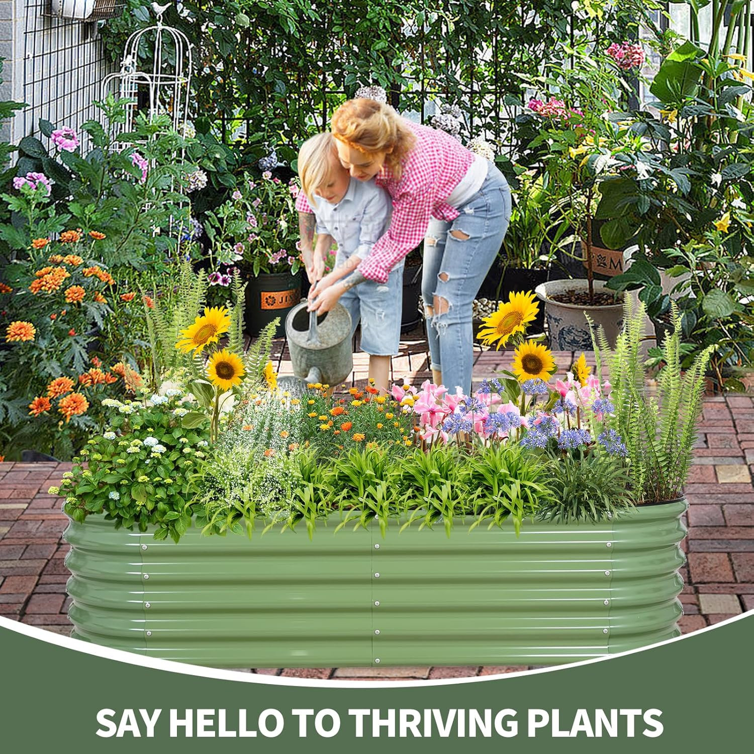 1MORE Galvanized Raised Garden Bed- Planter Garden Boxes Outdoor, Raised Beds fo