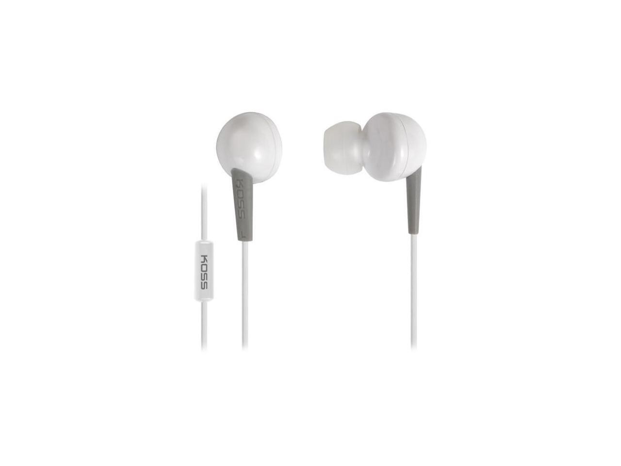 KOSS KEB6IW Wired In-Ear Earbud Headphones with Microphone Enhanced driver