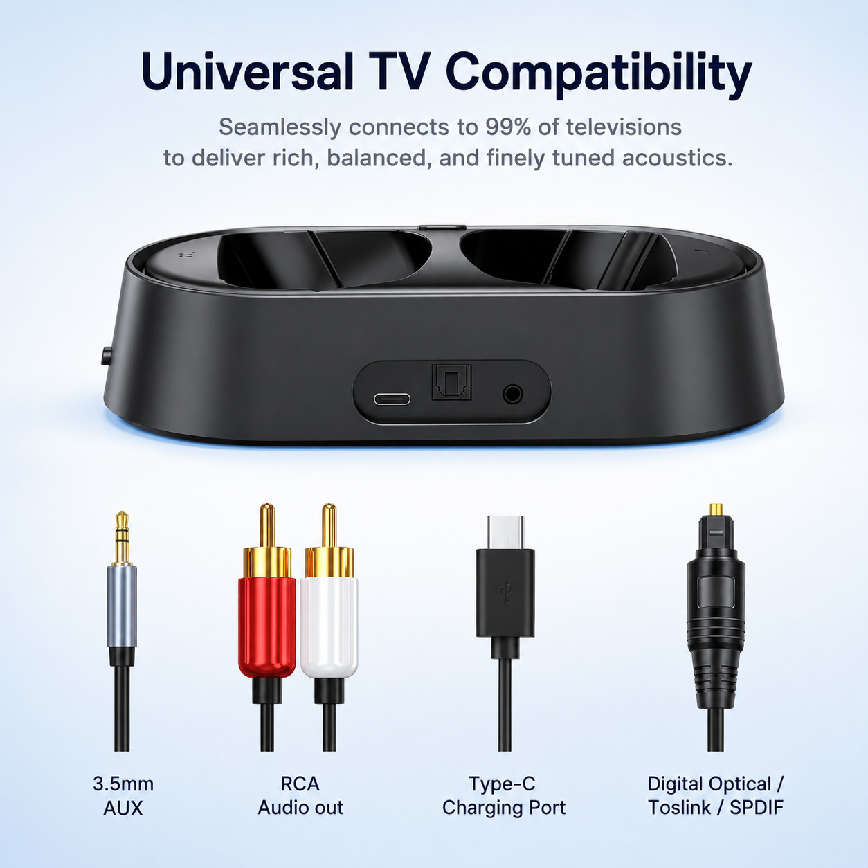 Swiitech Wireless Headphones TV Headphones Transmitter Charging Base Bluetooth