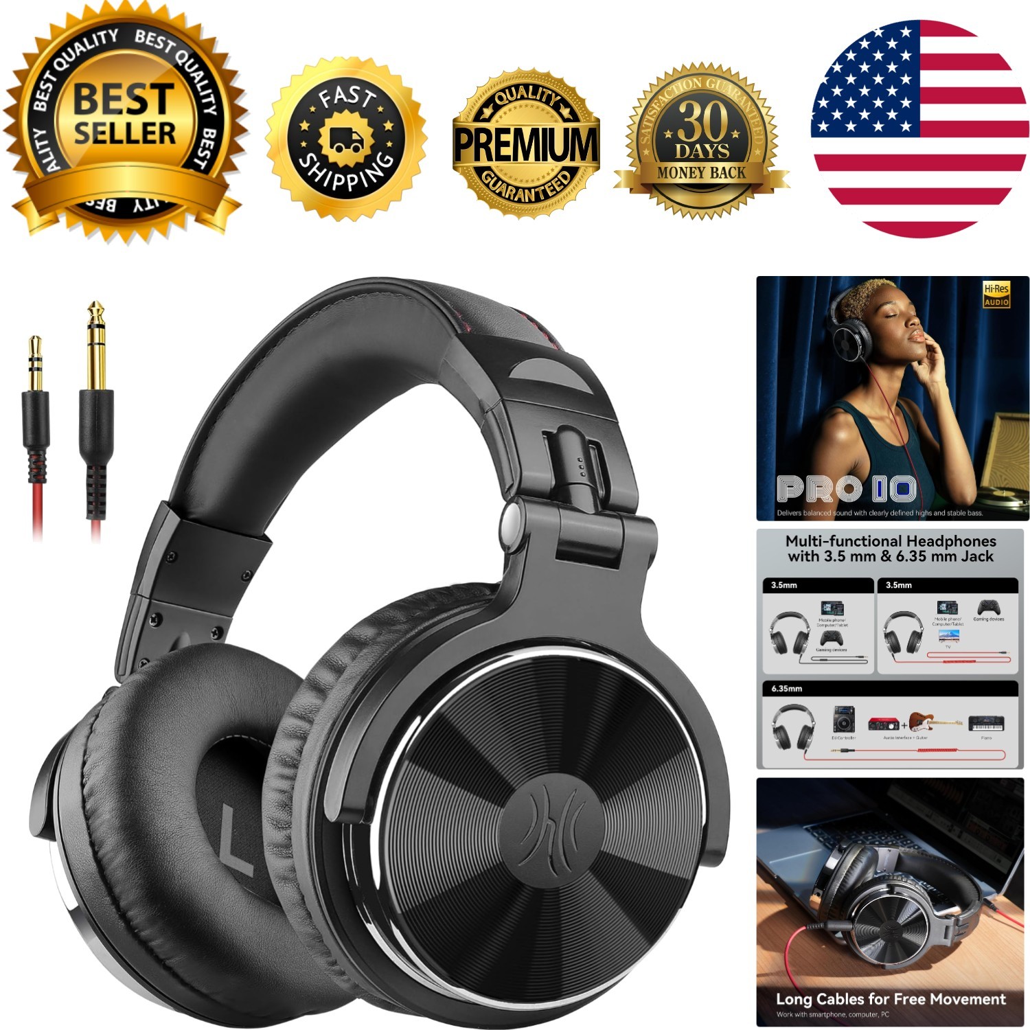 Wired Hi-Res Stereo Headphones with Comfortable Design & 50mm Neodymium Drivers