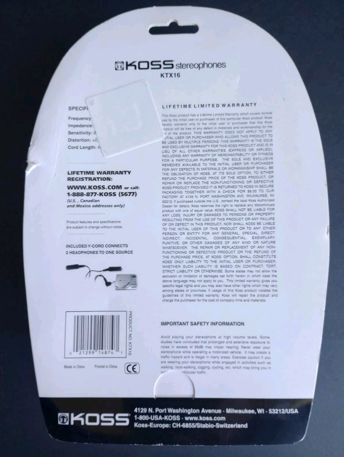 Rare Vintage Koss Collapsible 2 Stereo Headphones – Sealed KTX16 See Description