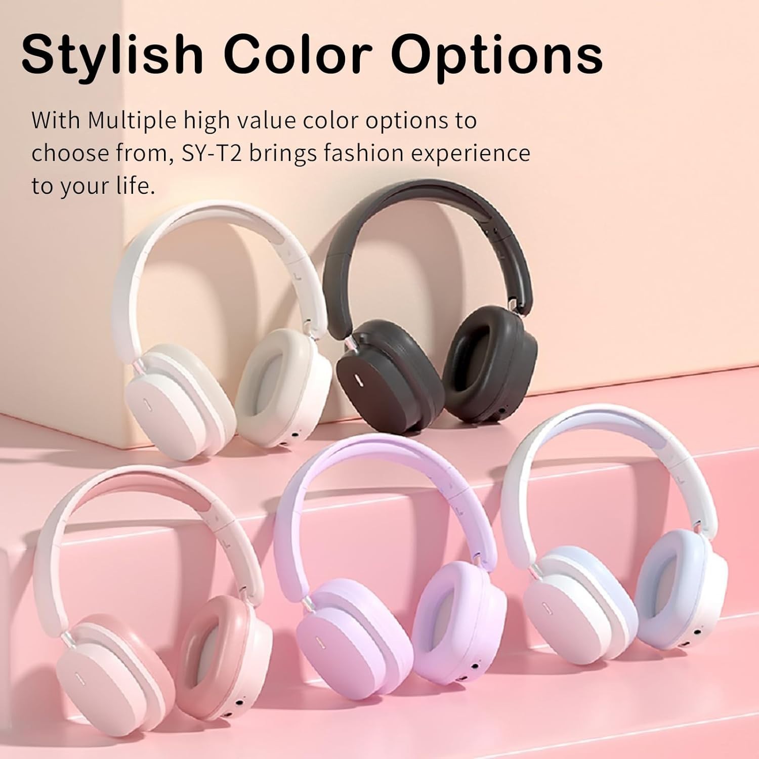 SY-T2 Bluetooth Over Ear Headphone, Wireless Spatial Sound Effective Foldable Ga