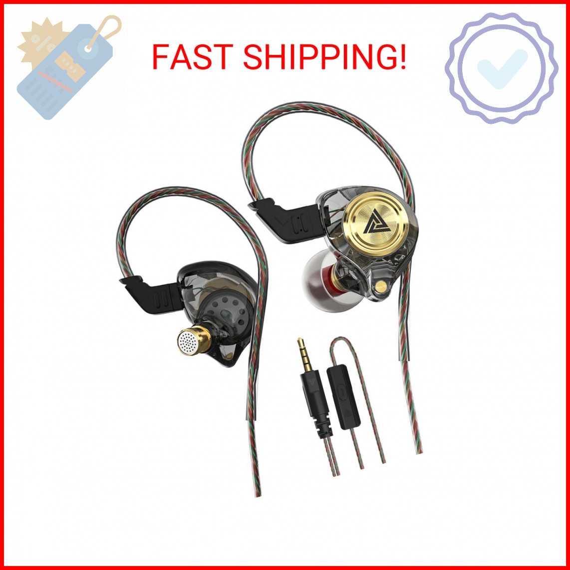 Yeabomy Wired Gaming Earbuds, Ak3file in Ear Monitors, Deep Bass Sound Wired Ear