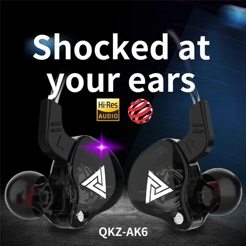 QKZ AK6 In-Ear Wired Earphones Mic HiFi Stereo Bass Sports Earbuds 3.5mm