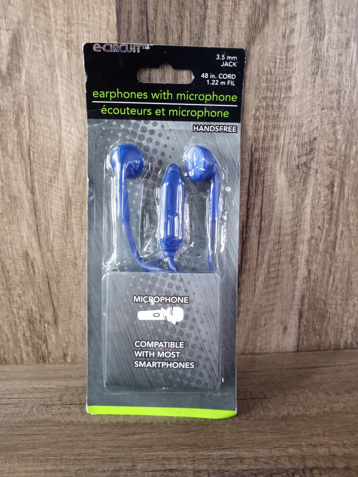 E-Circuit Earphones with microphone, Handsfree, Blue, 3.5 mm JACK 48 “cord