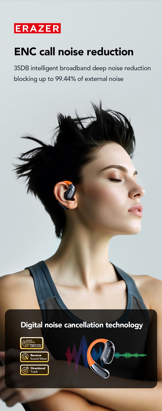 Bluetooth Headphones AI Translator Earbuds Glowing LCD Touchscreen ENC Noise