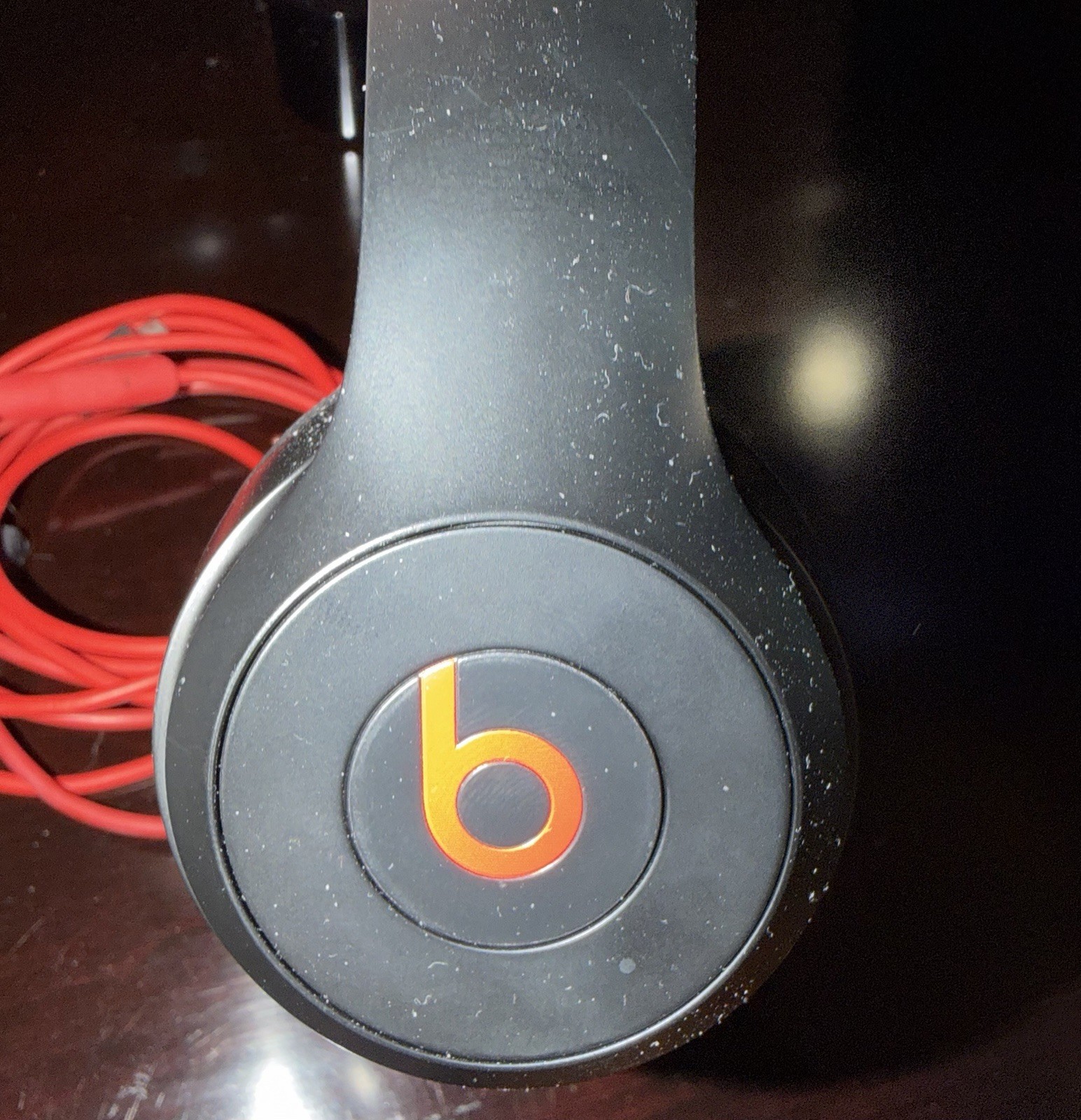 Used Beats Original Solo 3 Wireless Headphones Black Red Charge & Audio Cable