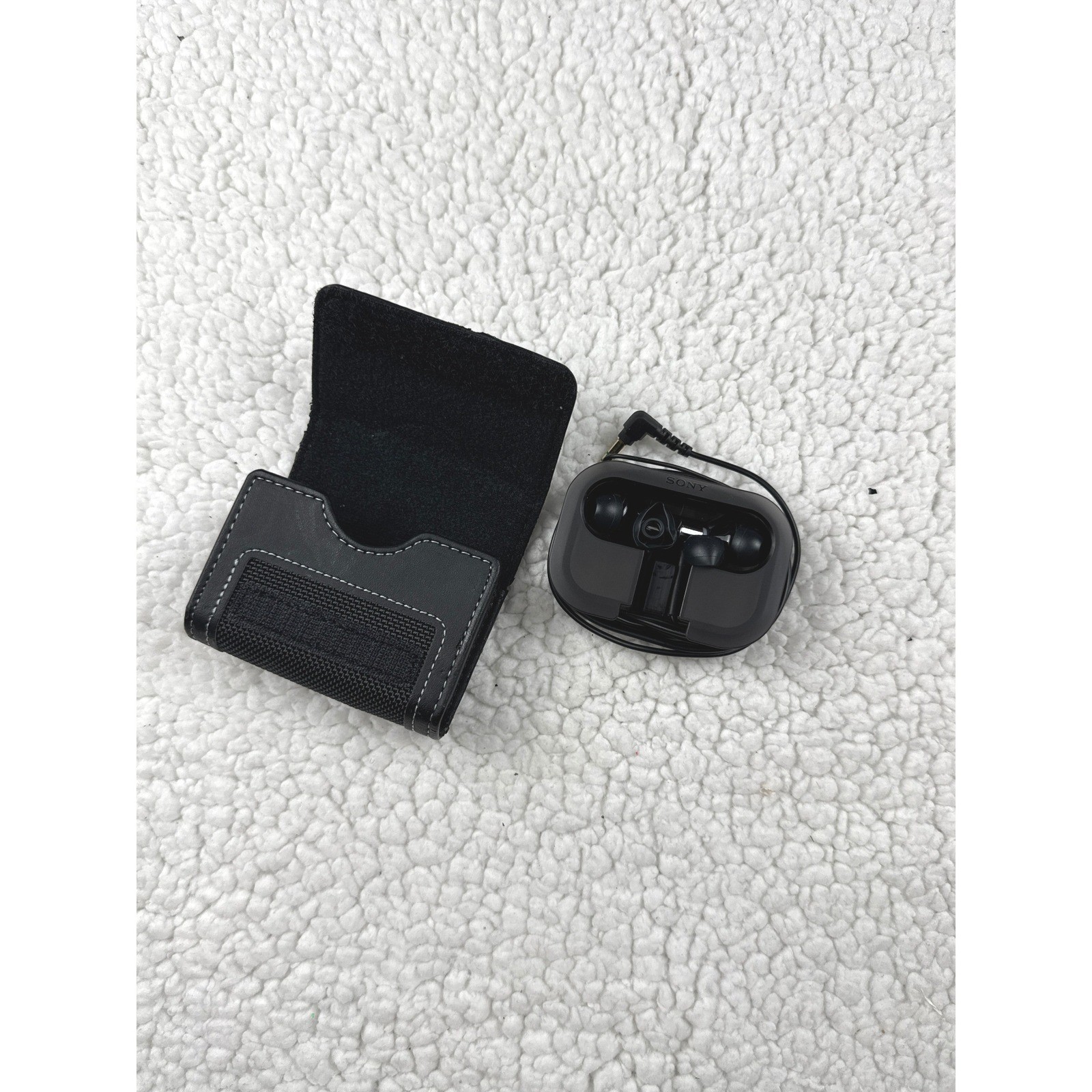 Sony Wired In-Ear Headphones with Black Nylon Leather Folding Carrying Case