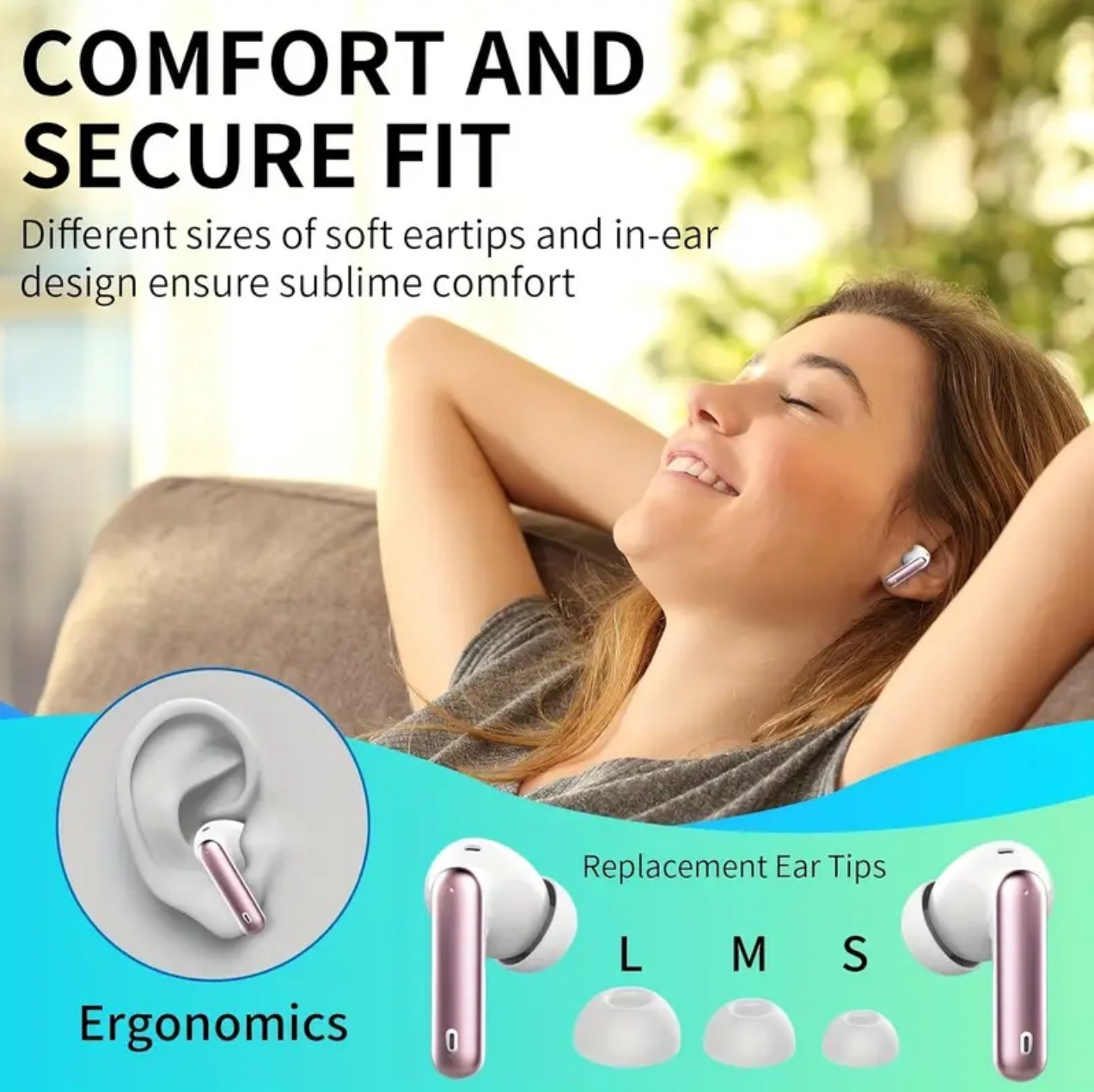 Wireless Bluetooth Earbuds With Bass Stereo Sound Noise Cancelation LED Display
