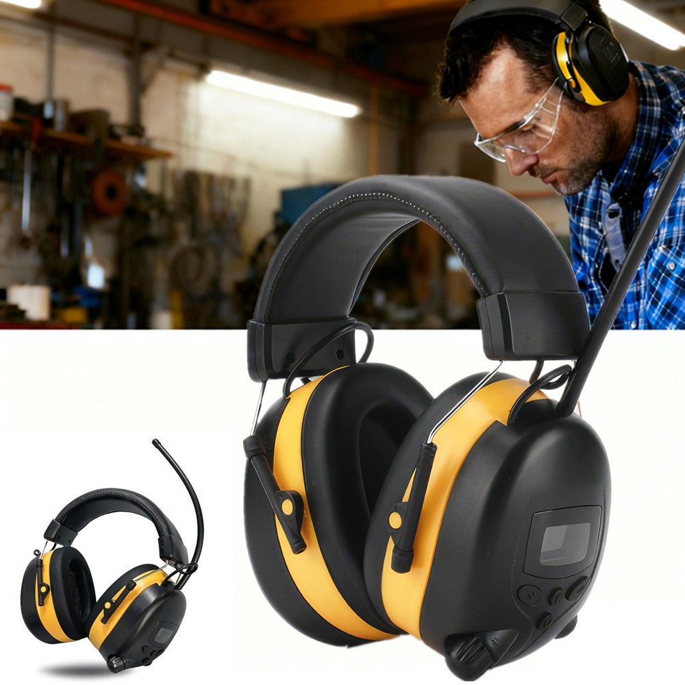 FM Radio Headphones with Digital Display 30dB FM Hearing Protection Earmuffs