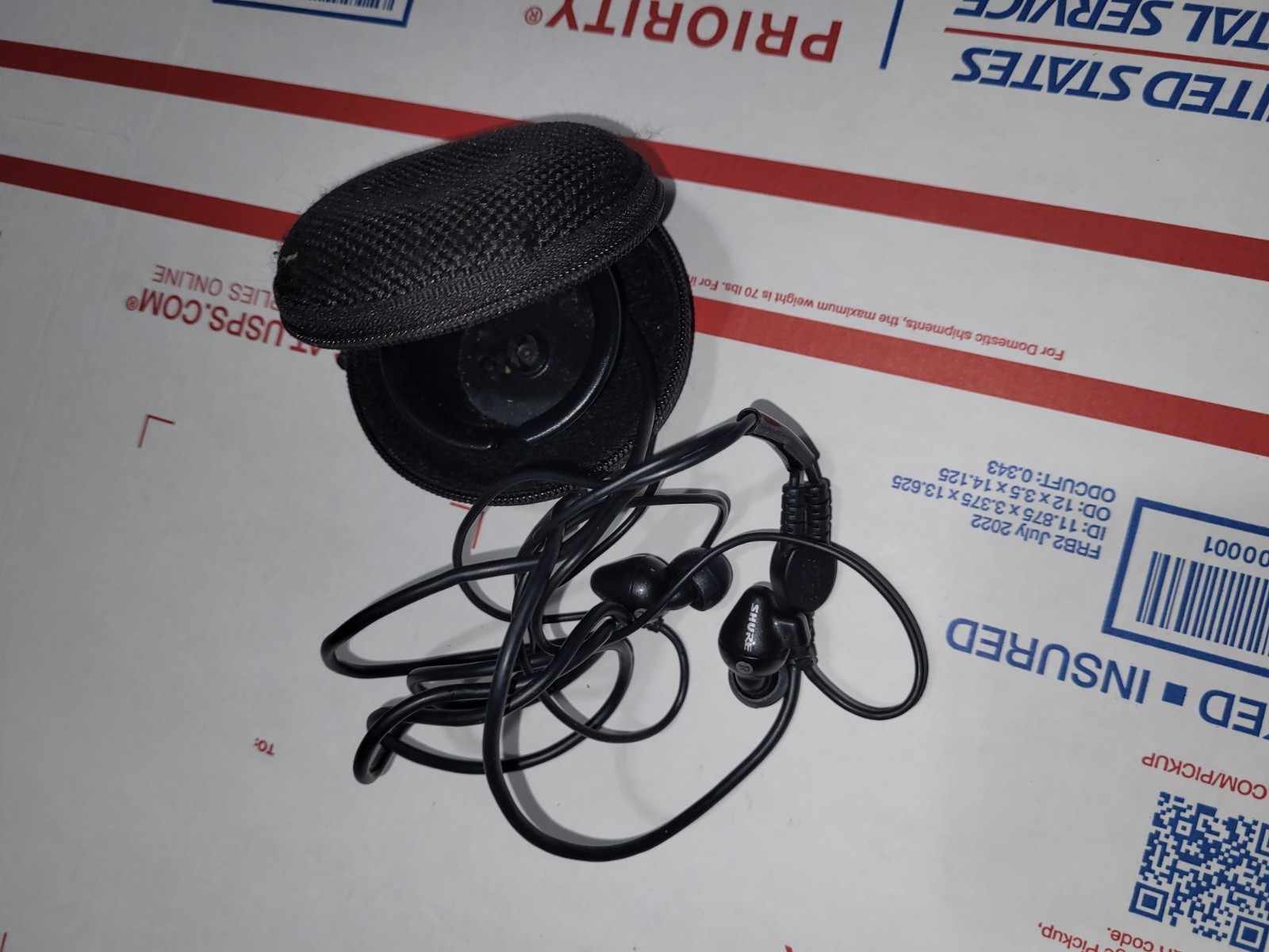 Shure SE112-GR2020s Earphones Black With Case used