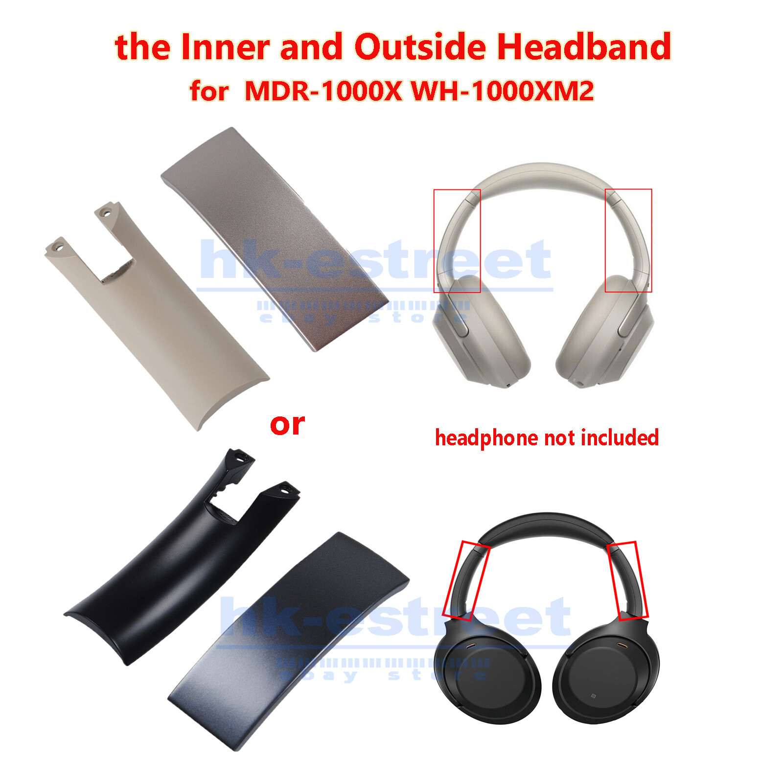 Repair Side Cover Slider Part KIT for Sony MDR-1000X WH-1000XM2 Headphones