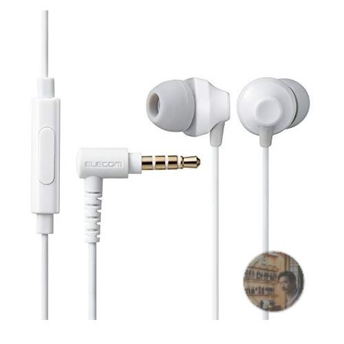 ELECOM Fast Music F12C In-Ear Stereo Earphones White 10mm Driver Mic New
