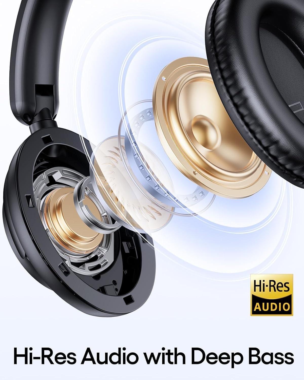 TAGRY Hybrid Active Noise Cancelling Headphones 100H Playtime Wireless Over Ear