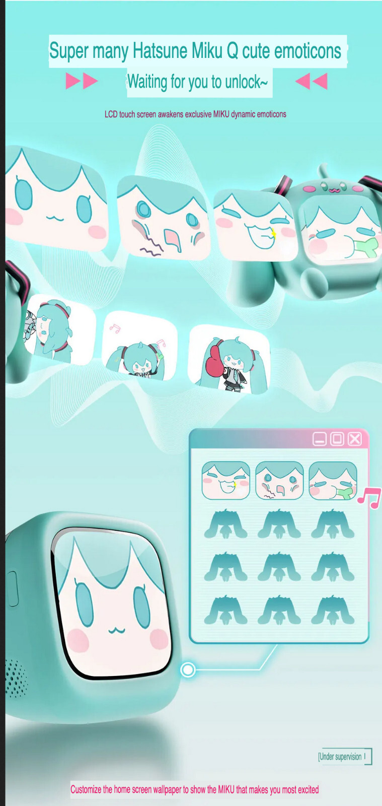 Anime Miku LCD BT Headphones Touch Screen iPhone Android