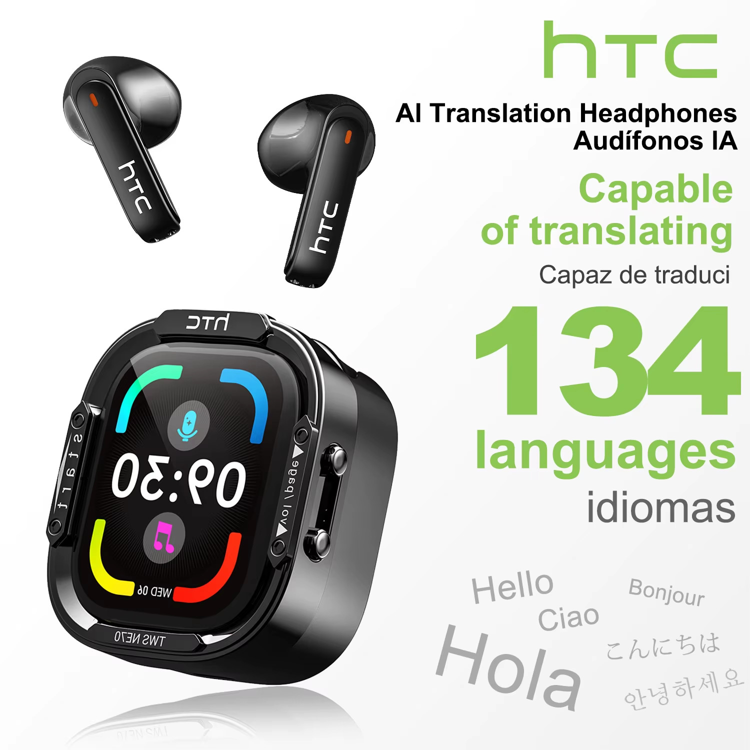 NE70 Bluetooth V6.0 Headphones Smart Touchscreen Wireless Earphones AI Translato