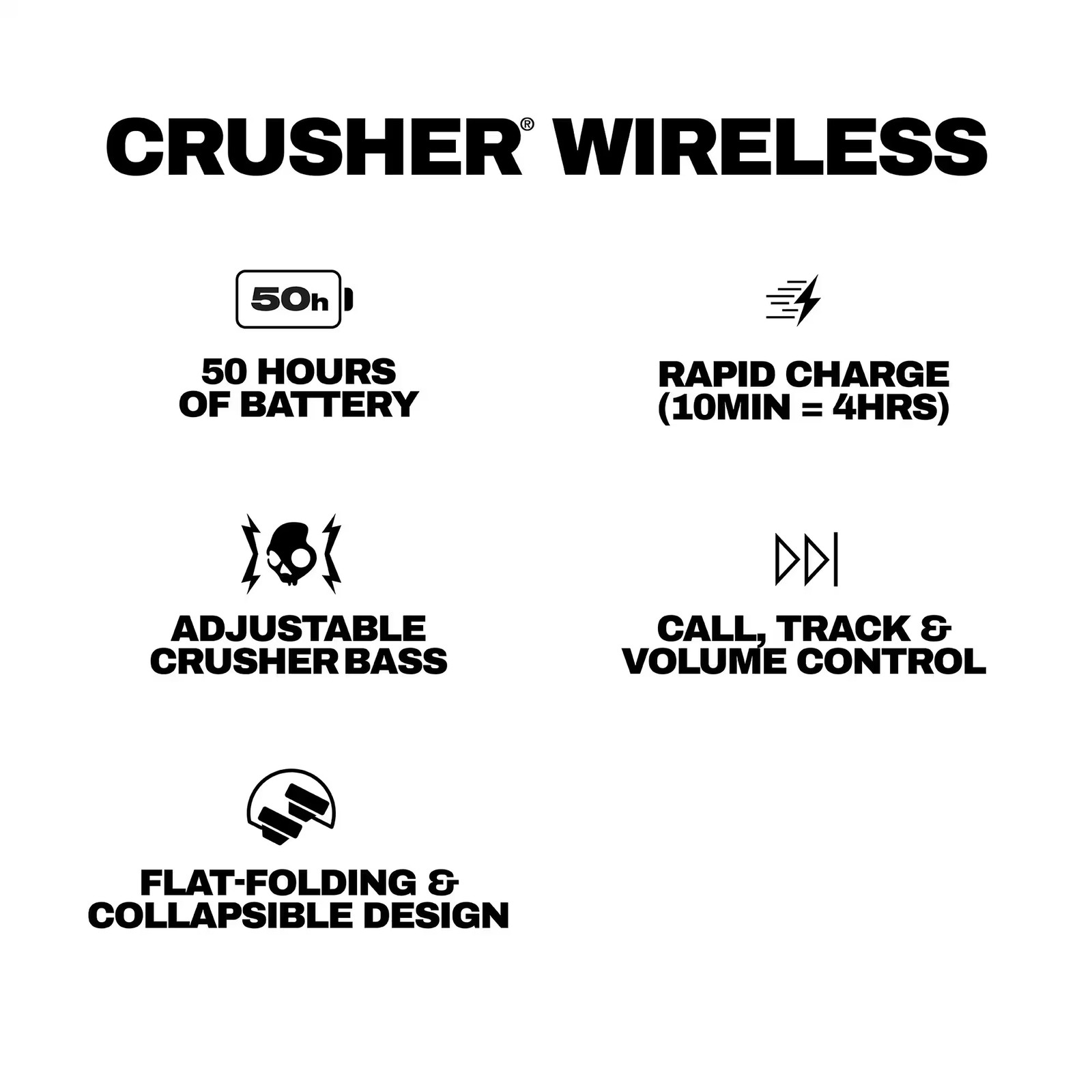 Skullcandy – Crusher 3.0 Wireless Over-the-Ear Heaphones – Black