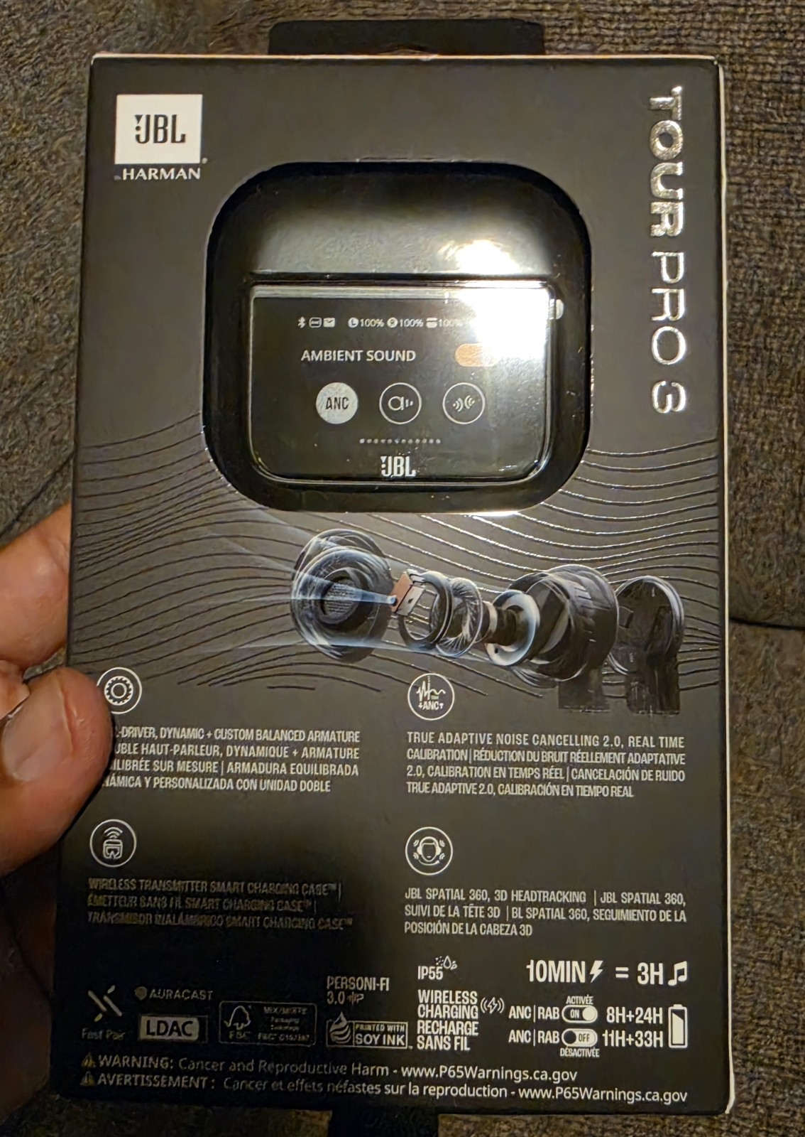 JBL – Tour Pro 3 True Wireless Noise Cancelling Earbuds 2024 Black Sealed