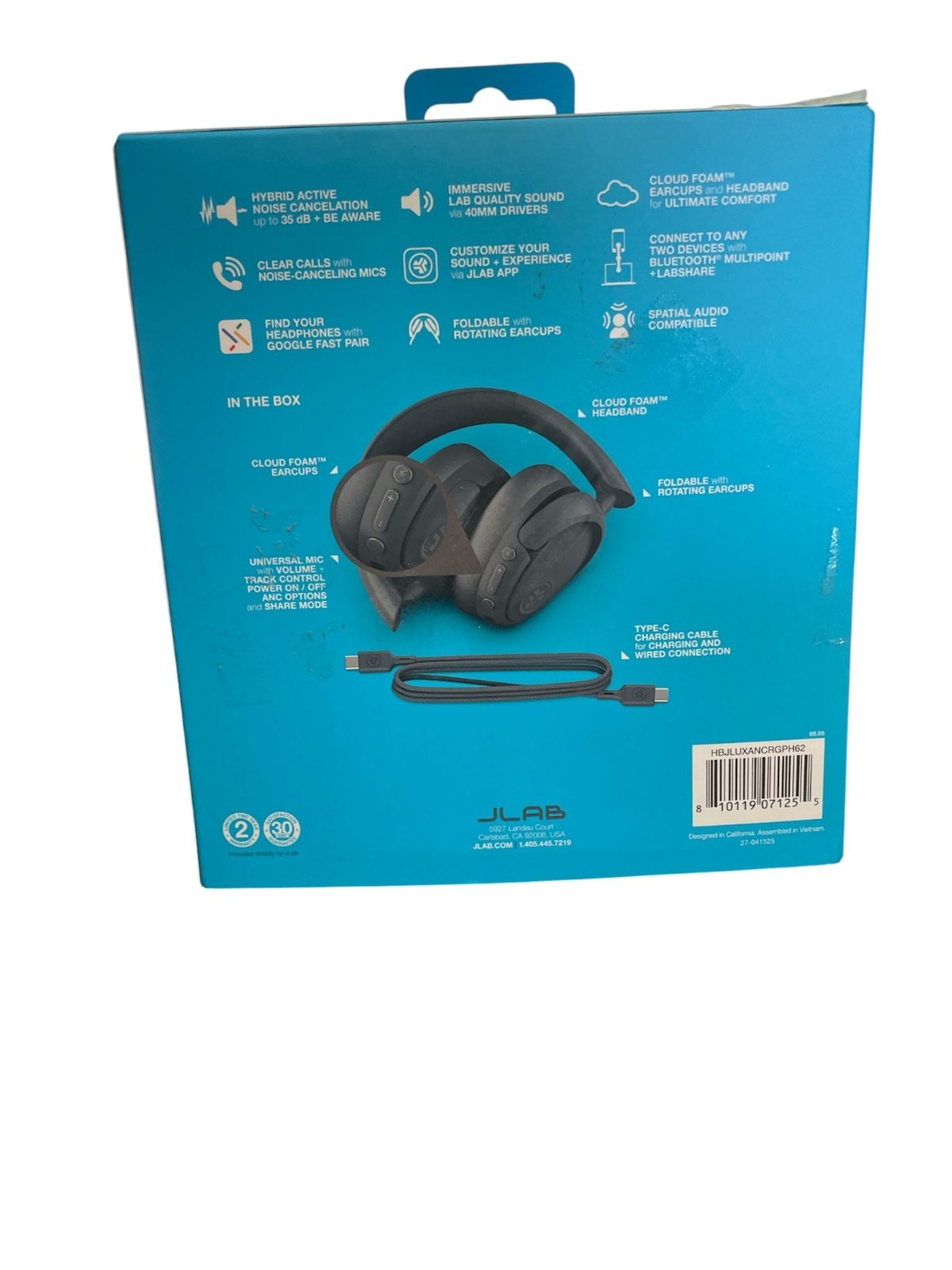 jlab jbuds lux anc wireless over ear headphone box opened/ but good item