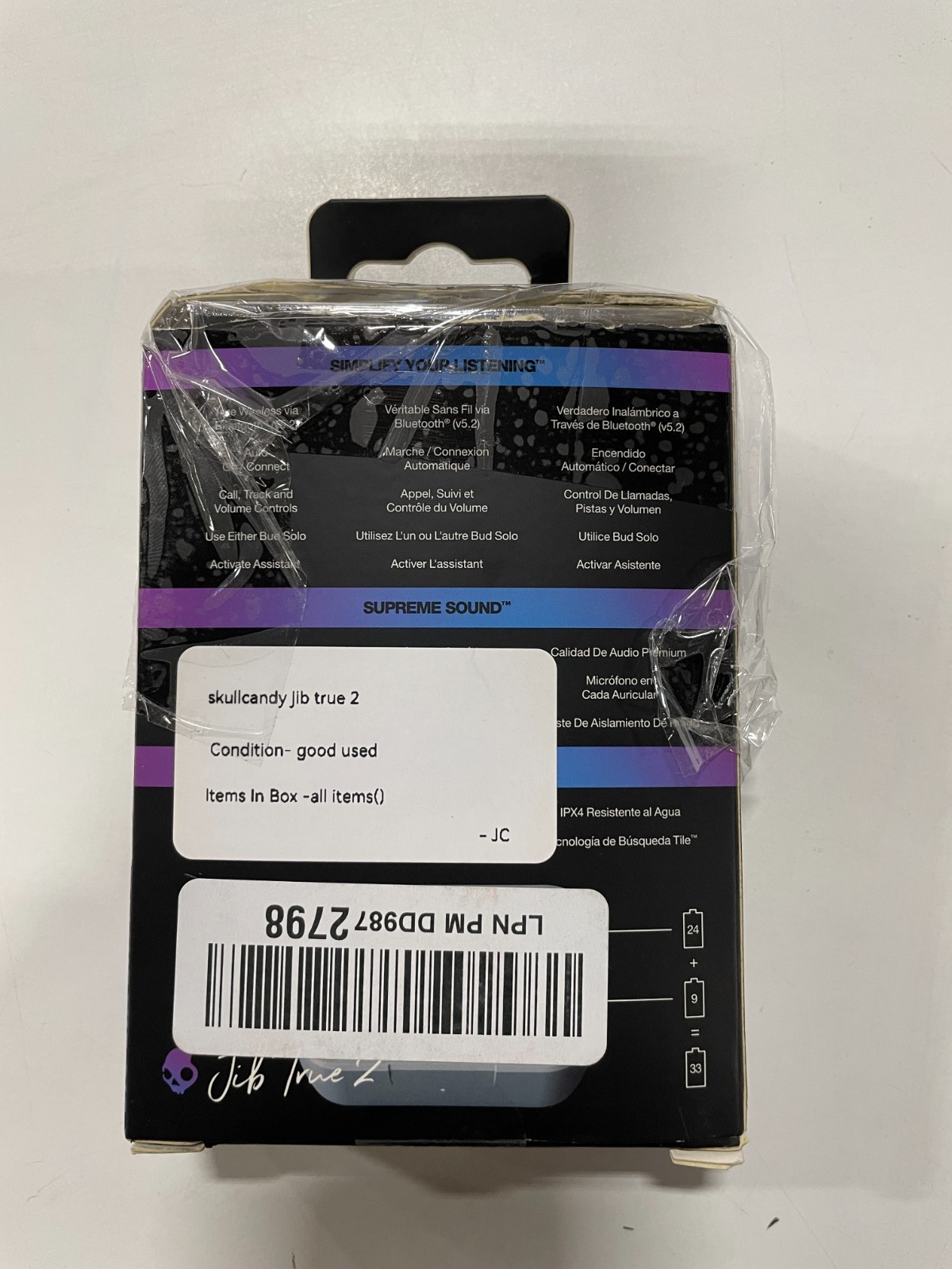 Skullcandy Jib True 2 Wireless Earbuds/ Charging Case/ Gray