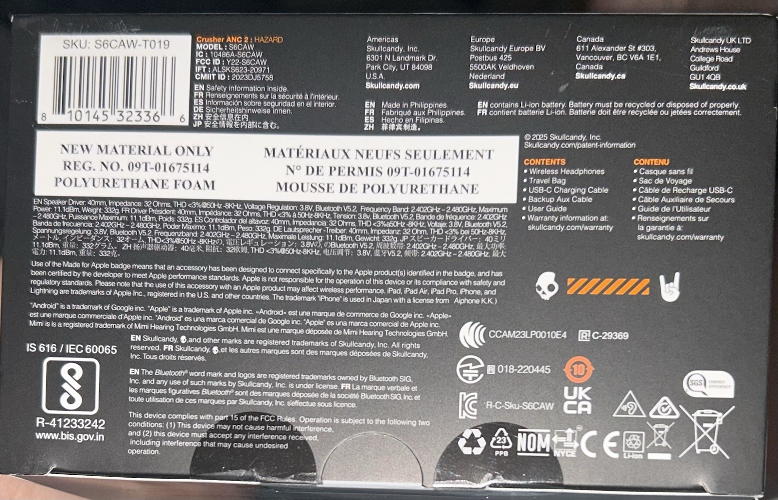 New Skullcandy Crusher ANC 2 Hazard Orange Bluetooth Headphones (see Photos)